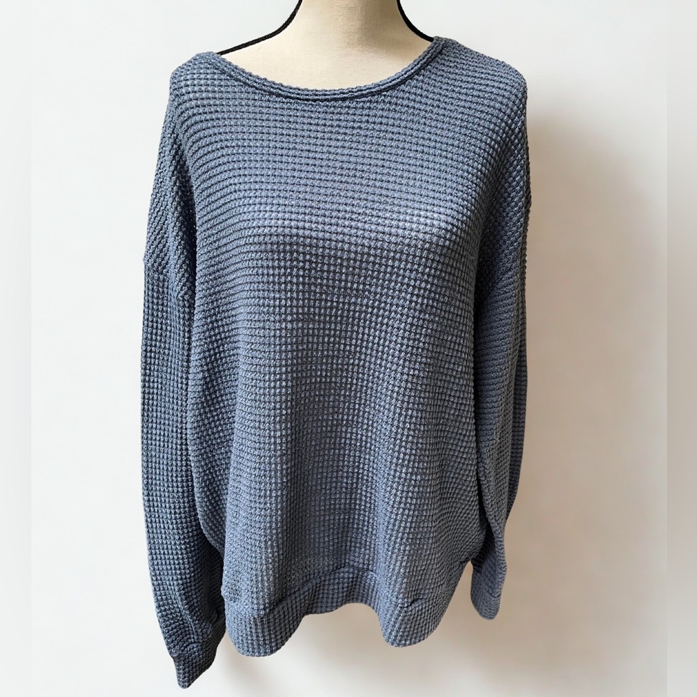 Slate Blue Cozy Waffle Long Sleeve Shirt